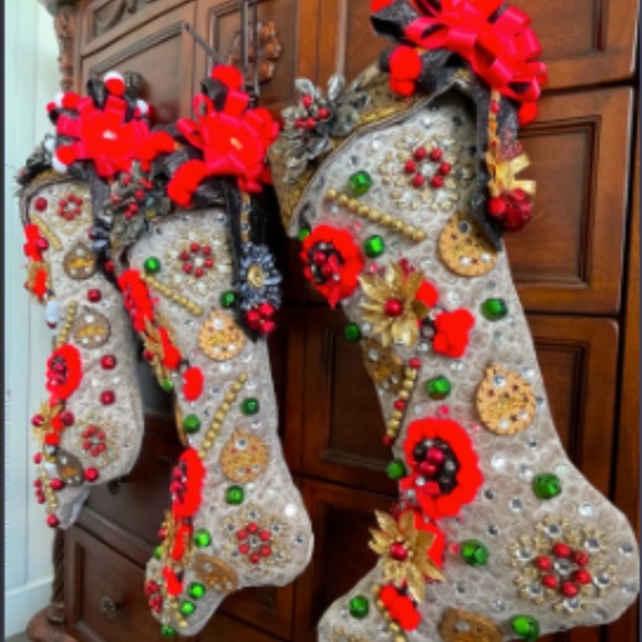 KEEPSAKE (Handcrafted) Luxury One-Of-A-Kind Christmas Stockings (Marda Gras) - Picture 2 of 2